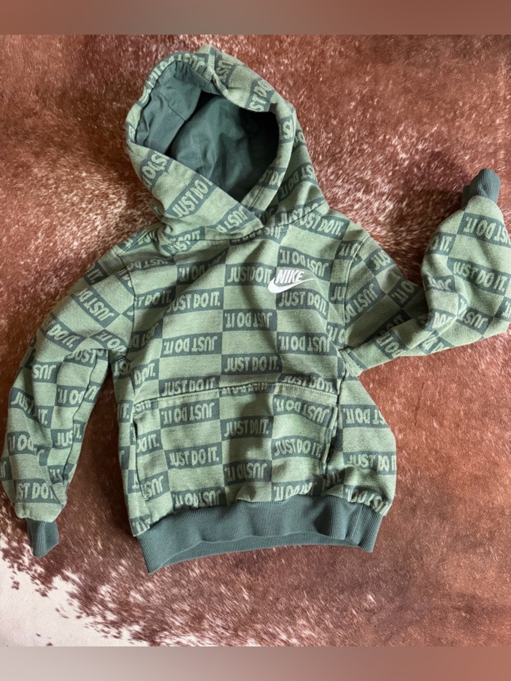 Nike Kids Olive Green 'Just Do It' Logo Pullover Hoodie